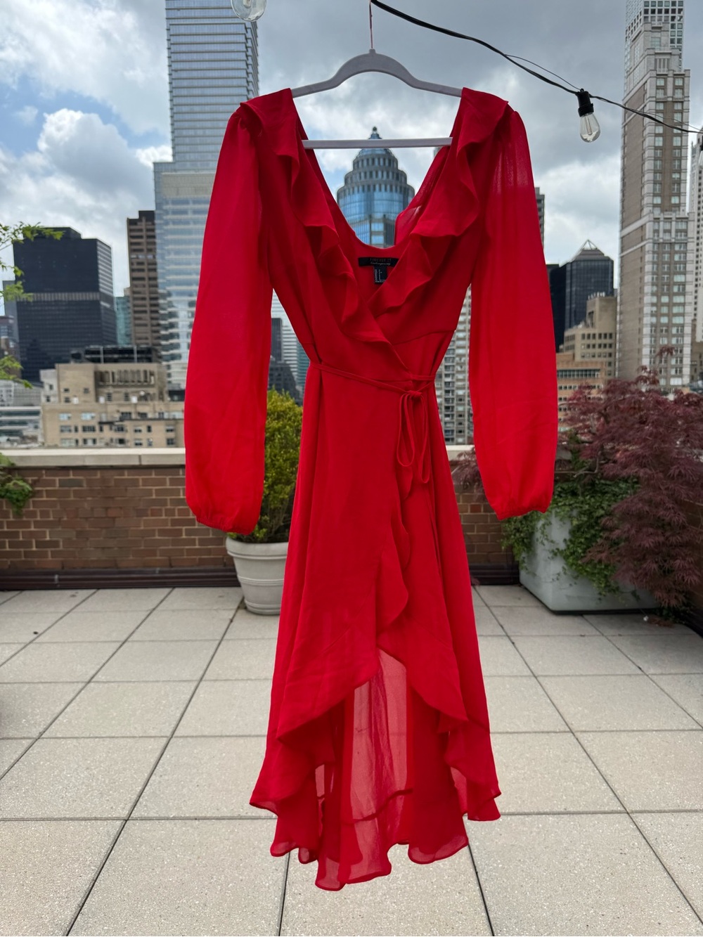 Forever 21 Red Ruffle Wrap High-Low Dress
